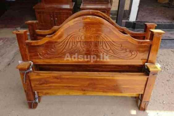 Teak Arch Bed with Double Layer Mattresses