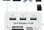 Multi USB 2.0 Hub Card Reader 3 Ports High Speed