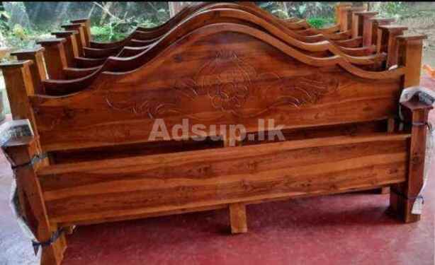 Teak Arch Bed with Double Layer Mattresses