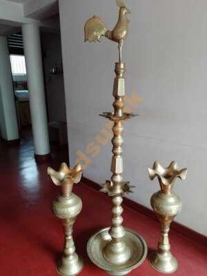 Brass Oil Lamp & Vass Set for Sale (පිත්තල බඩු)