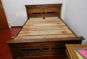 Teak Wood Box Bed ( water bes finish)