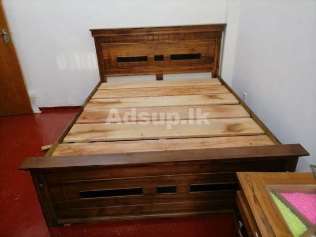 Teak Wood Box Bed ( water bes finish)